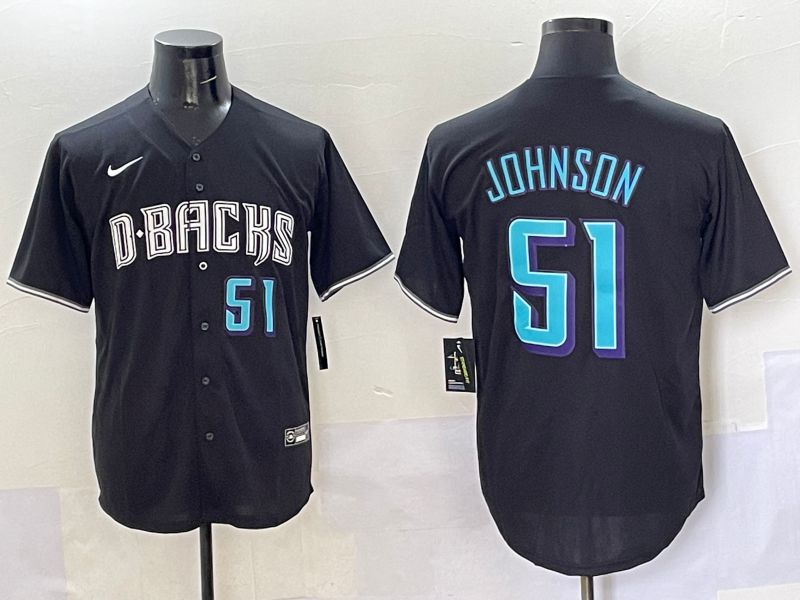 Men 2025 Arizona Diamondback 51 Johnson Black Joint Name Nike MLB Jersey style 4
